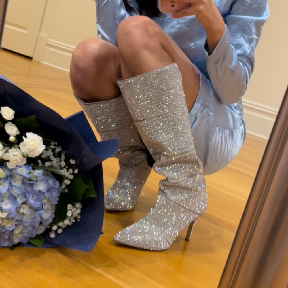 Rhinestone boots tall